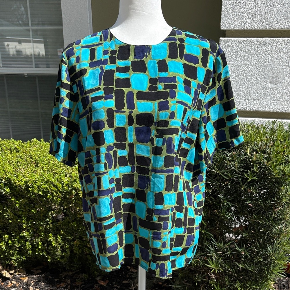 Vintage Kathy Che Geometric Print Top